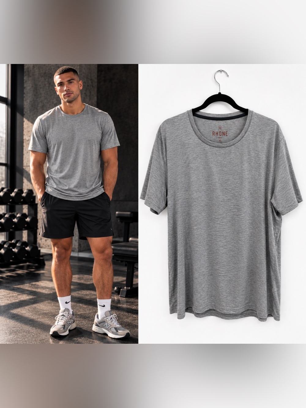 RHONE Element Grey Tee XL Pima Cotton SilverTech Activewear Performance Shirt